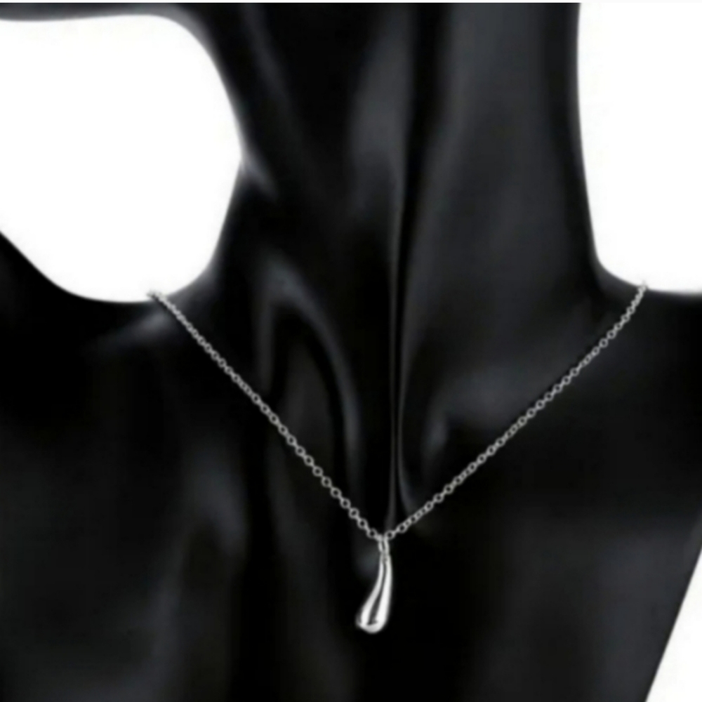 925 Sterling Silver Waterdrop Jewelry Set Bracelet Necklace Earrings and Ring - Picture 15 of 16